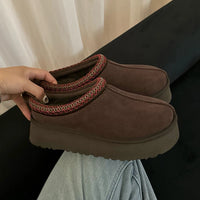 Tasman Slippers Women's Winter Fashiona Ethnic Style Fur Integrated Warm Wool Leather Thick Bottom Tazz Snow Boots for Women